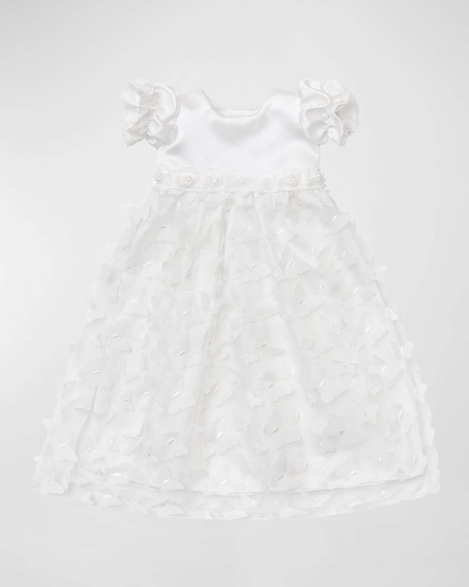 Girl's Butterfly Bliss Satin Applique Gown, Size